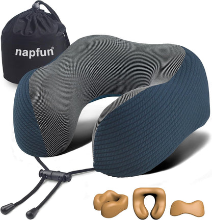 Pure Memory Foam Travel Neck Pillow for Airplane & Flight