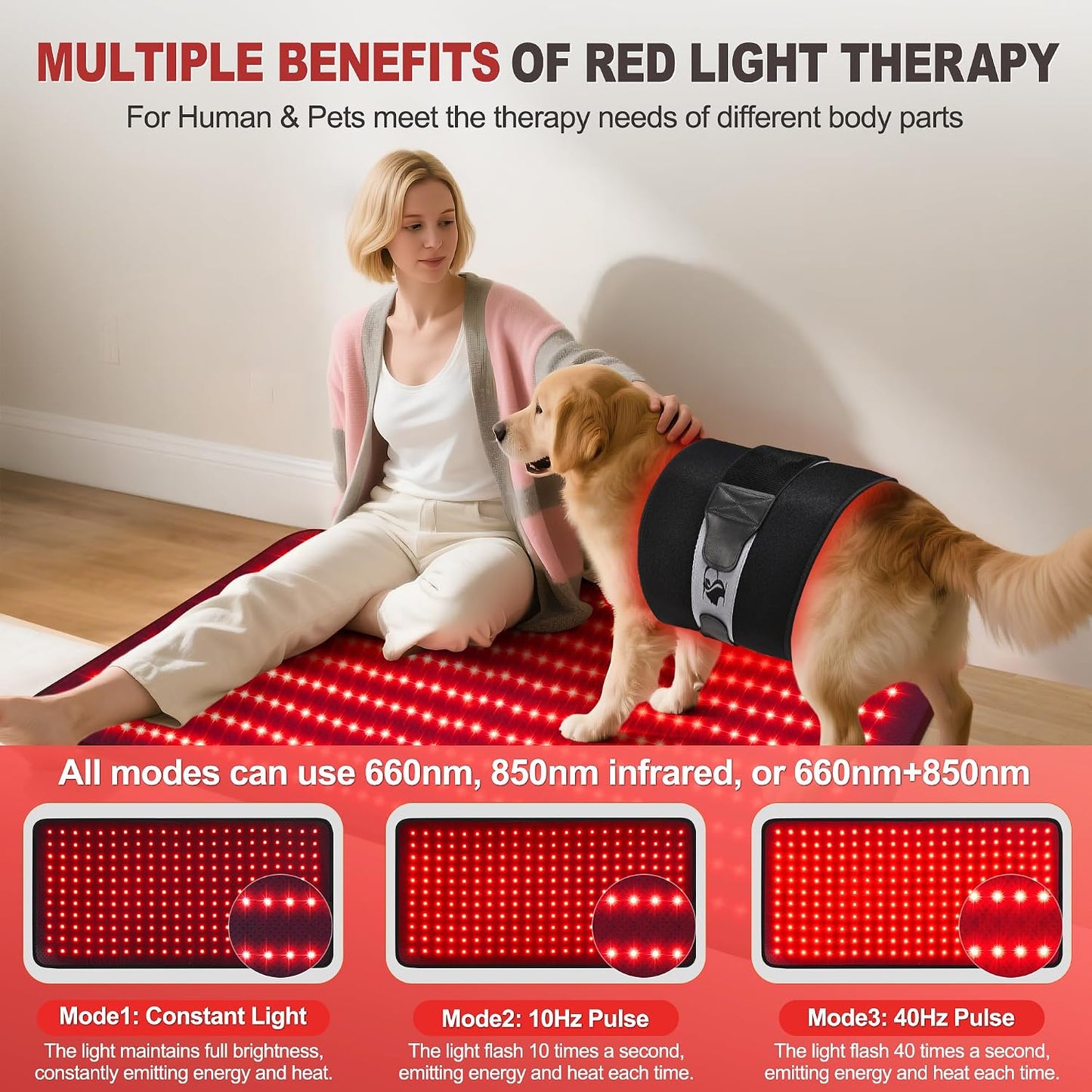 Red Light Therapy Mat 660nm 850nm - 24 x 39 inch Full Body