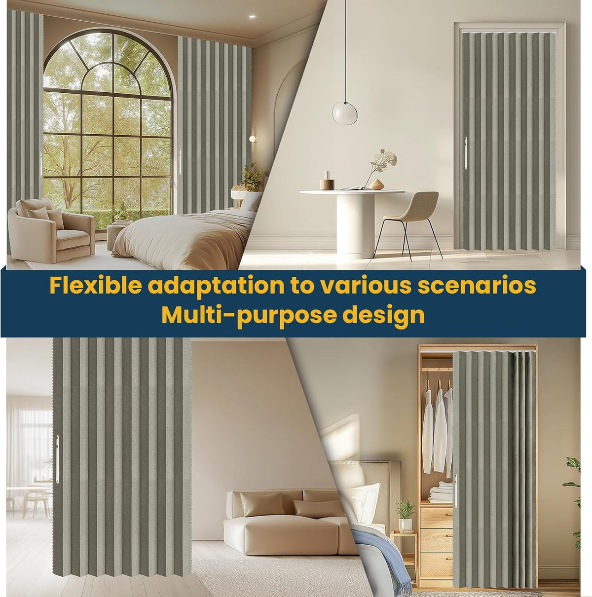 Magnetic Accordion Door Curtain - 100% Blackout Room Divider