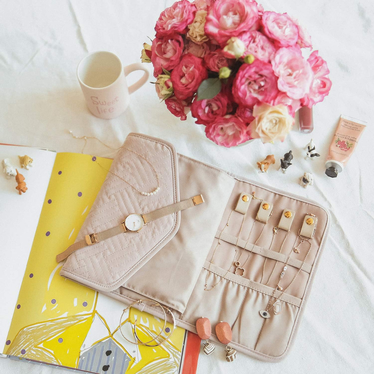 Travel Jewelry Organizer Roll | Foldable Jewelry Case