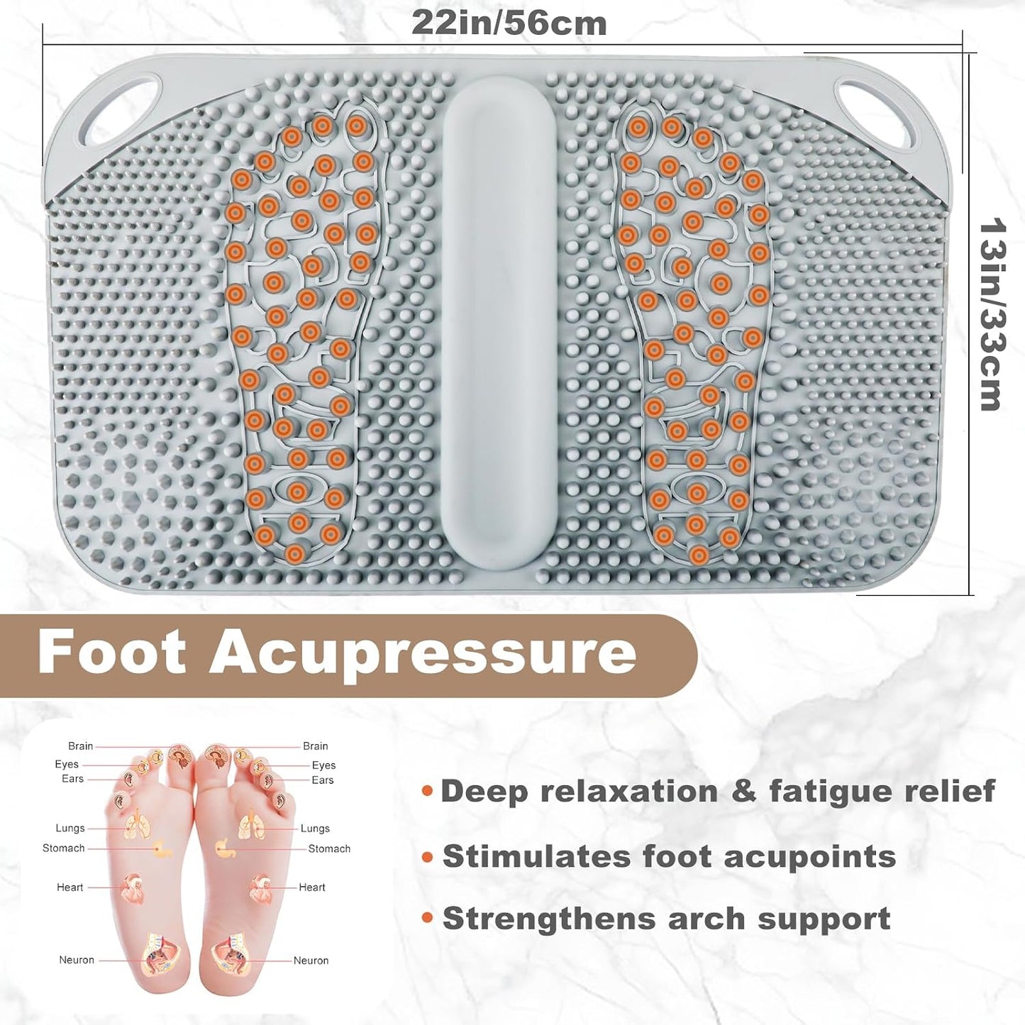 Acupressure Foot Massage Mat with Reflexology Zones & Balls