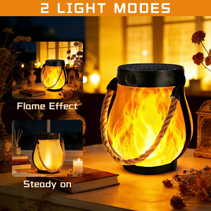 Solar Flame Lanterns Outdoor Waterproof - 2 or 4 Pack