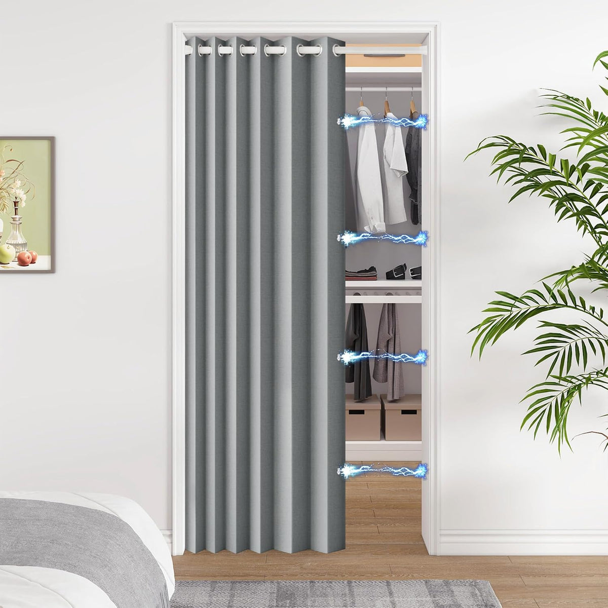 100% Blackout Magnetic Door Curtain for Privacy & Light Control