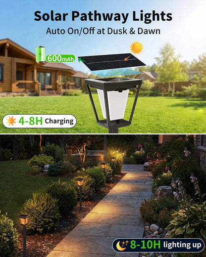 Solar Pathway Lights with Flickering Flame Effect - 4/6/8 Pack