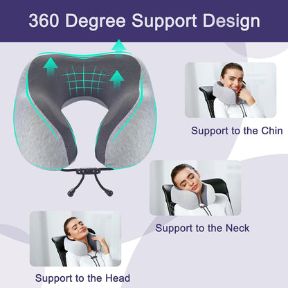 Pure Memory Foam Travel Neck Pillow for Airplane & Flight