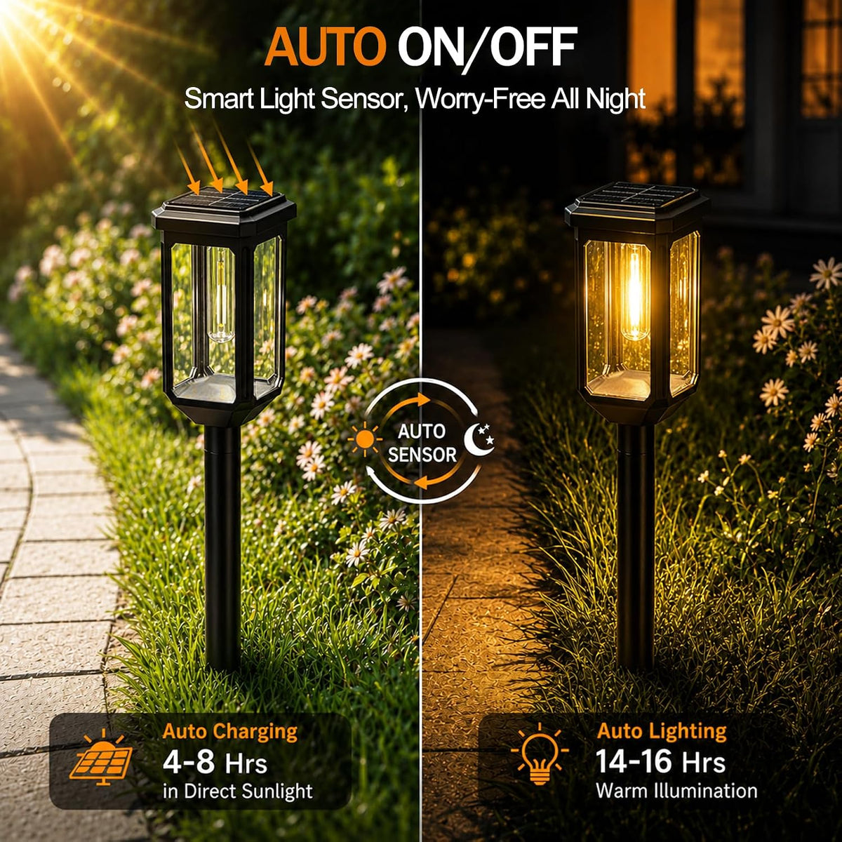 Solar Pathway Lights Outdoor - 8 Pack Garden Lighting
