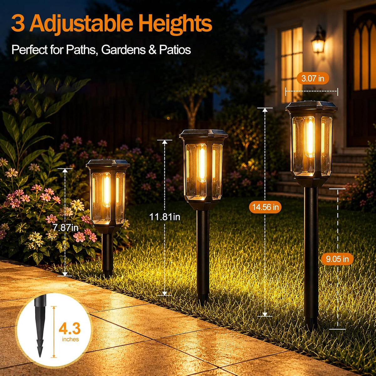 Solar Pathway Lights Outdoor - 8 Pack Garden Lighting