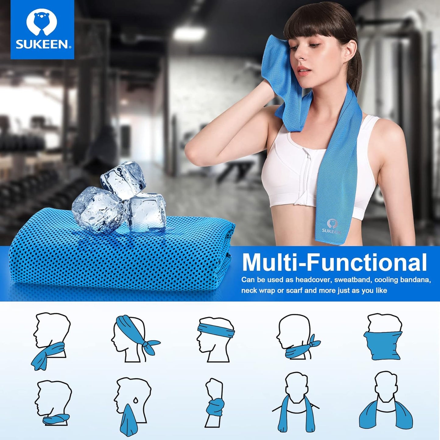 Cooling Towels 4-Pack (40x12 inch) - Instant Chill Technology