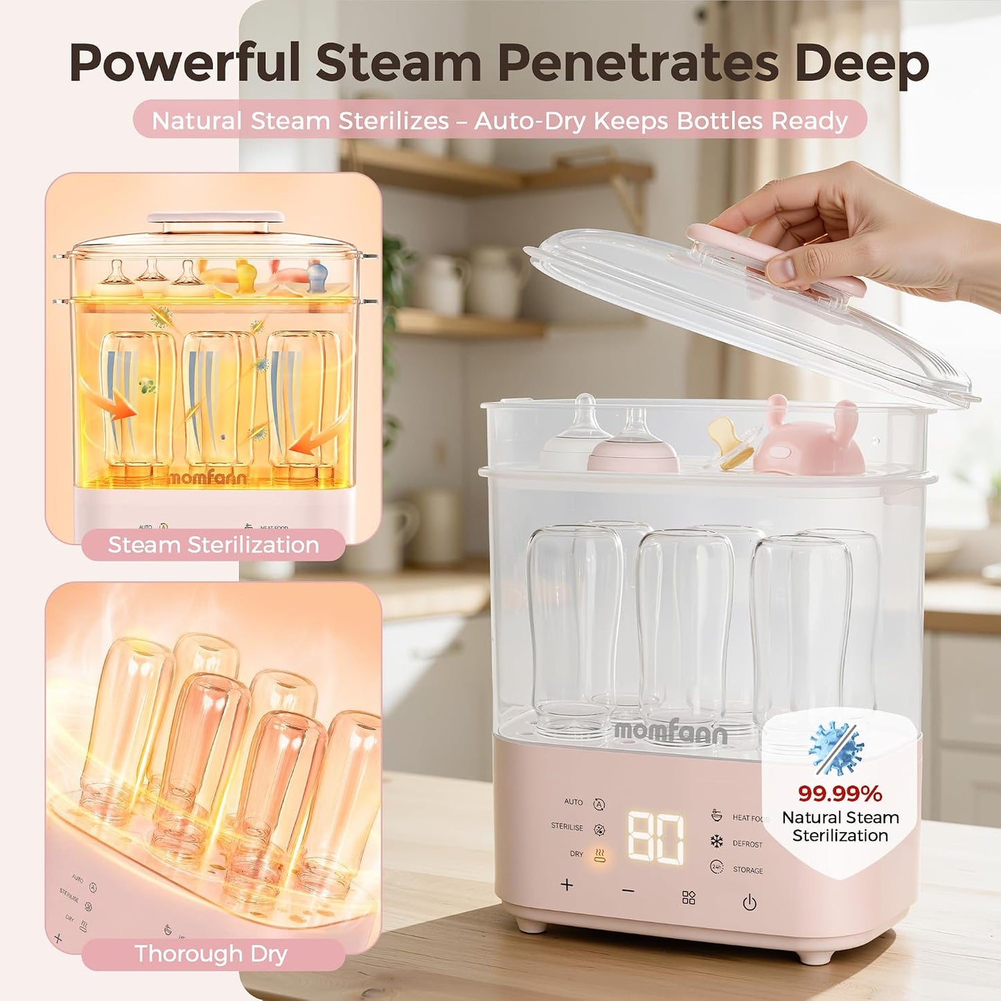 Baby Bottle Sterilizer and Dryer with UV Technology
