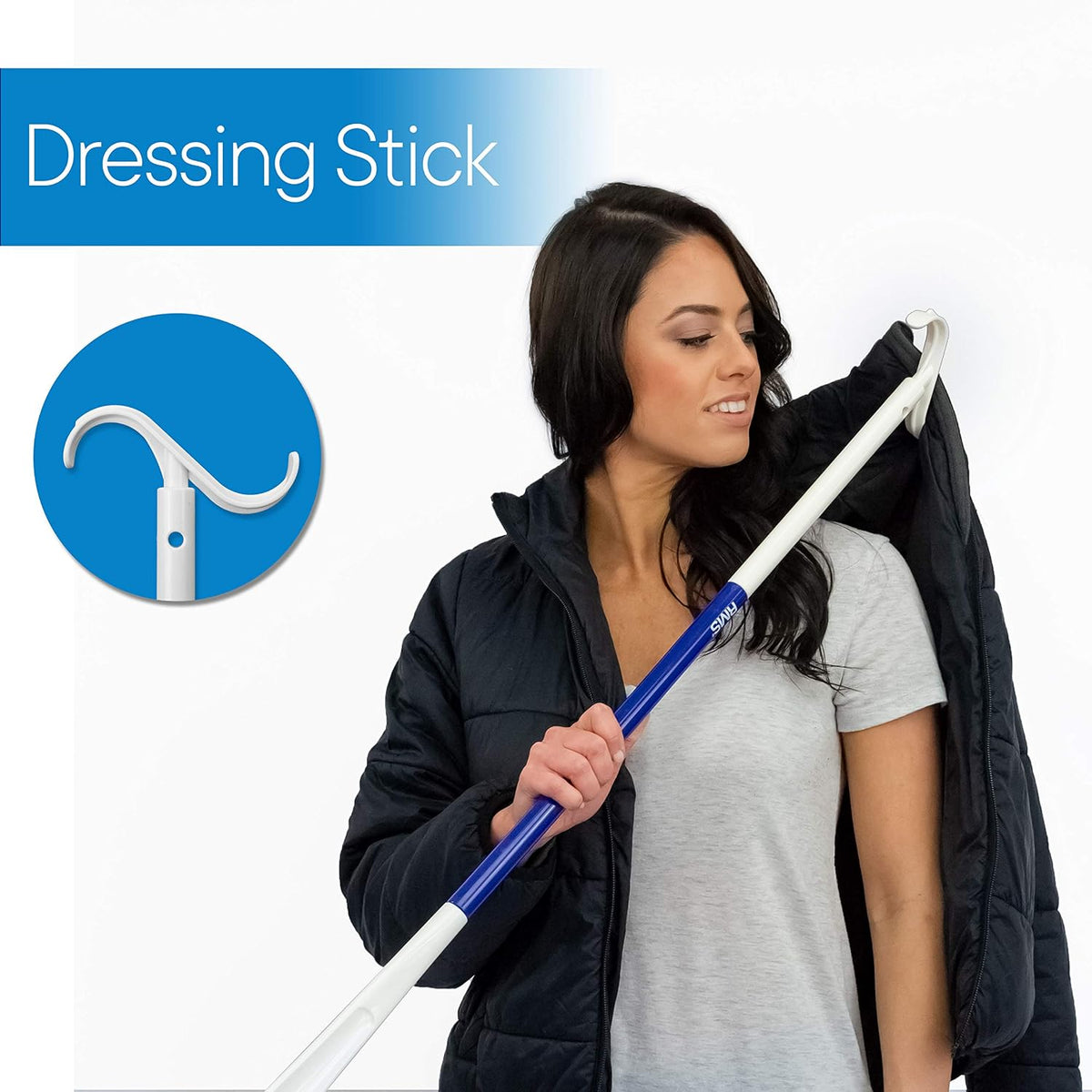 35.5 Inch Dressing Stick with Sock Remover & Shoe Horn