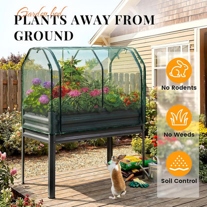Elevated Garden Bed with Legs & Protective Netting 48x24x56 in