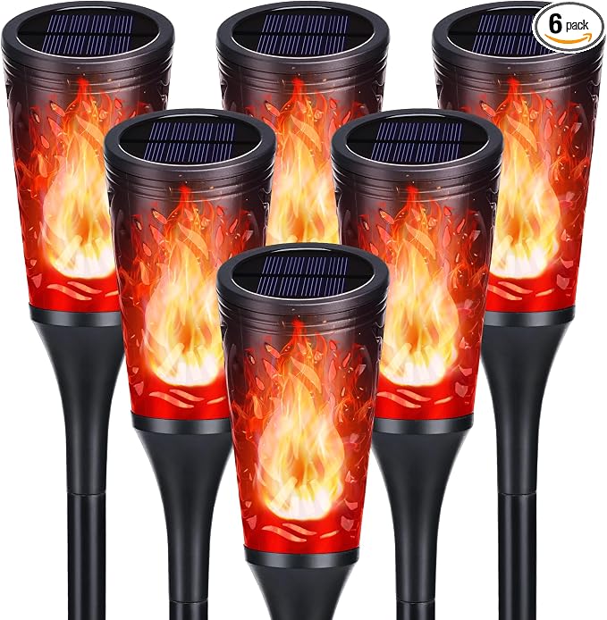 Solar Flame Torch Lights - Waterproof Outdoor LED Pathway