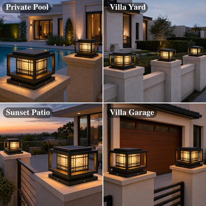 Solar Outdoor Column Lights - Modern Aluminum Post Cap Lights