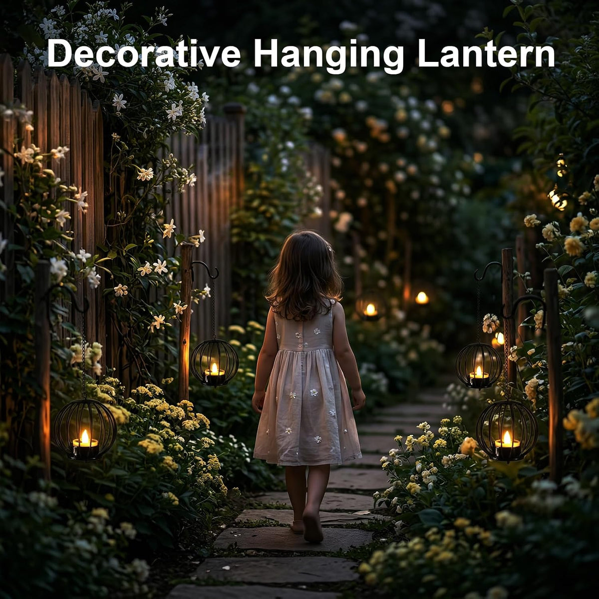 Solar Hanging Lanterns - Waterproof Outdoor Metal Candle Lights