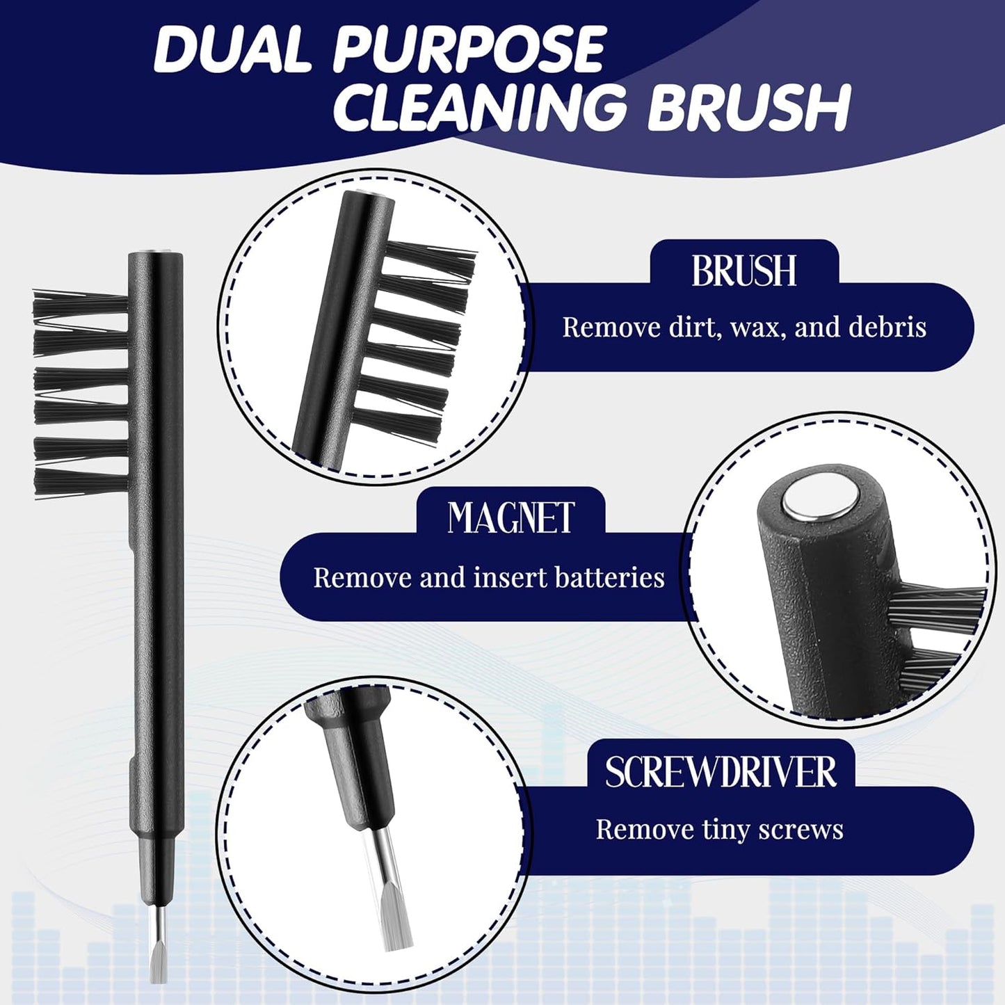 Hearing Amplifier Accessories Kit – Compatible with Audien Atom, Atom Pro & Atom 2 Hearing Amplifiers – Cleaning Tools Set with Silicone Domes (6 Sizes), Wax Guards, Brush, Screwdriver & Carry