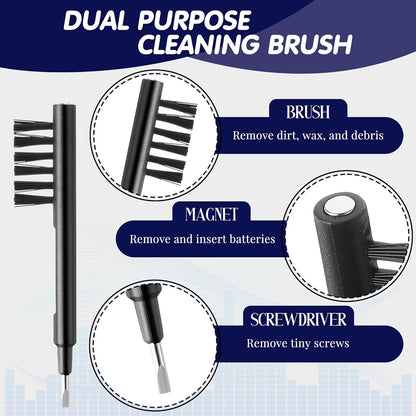 Hearing Amplifier Accessories Kit – Compatible with Audien Atom, Atom Pro & Atom 2 Hearing Amplifiers – Cleaning Tools Set with Silicone Domes (6 Sizes), Wax Guards, Brush, Screwdriver & Carry