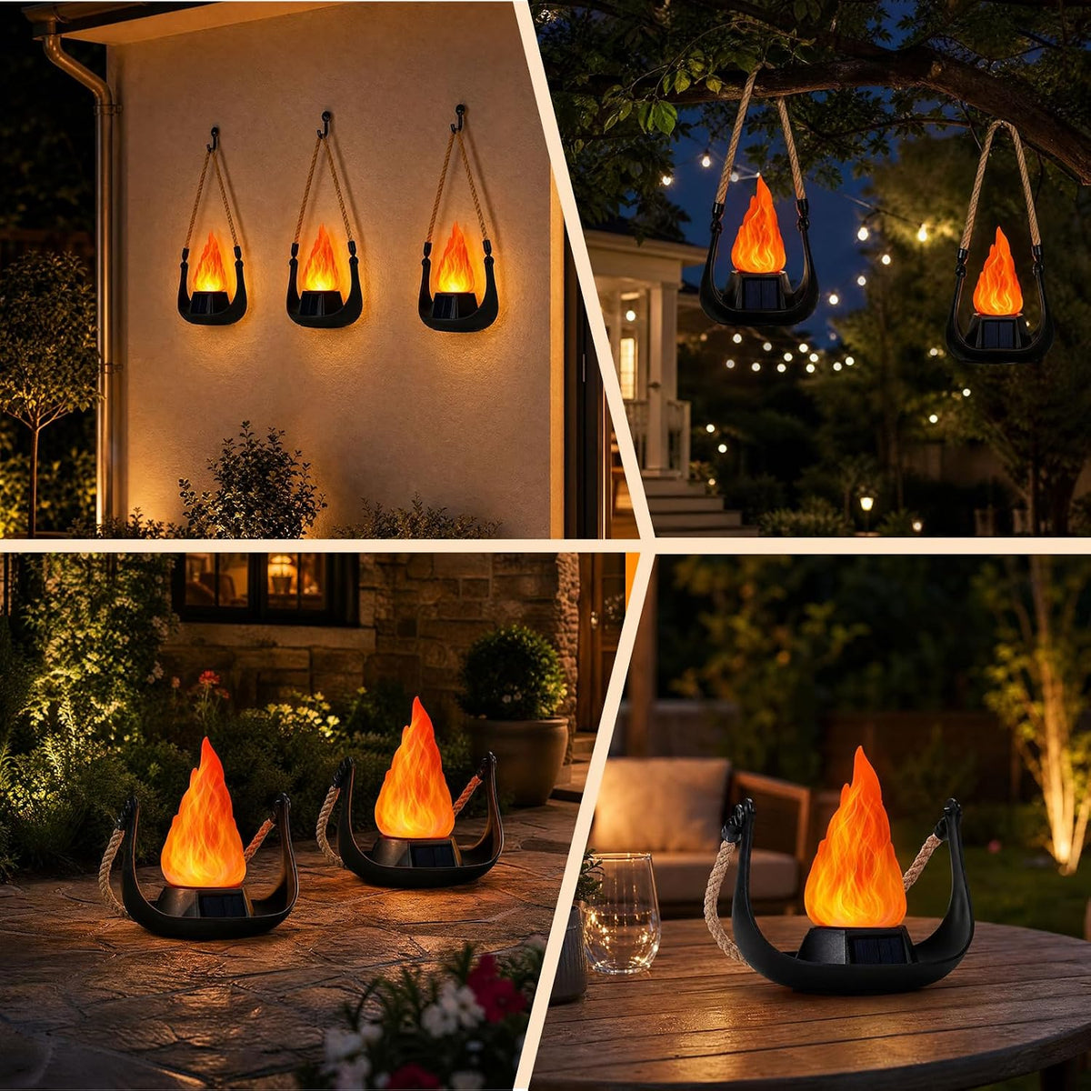 Volcanic Solar Flame Lanterns - Outdoor Decorative Lights 2-Pack