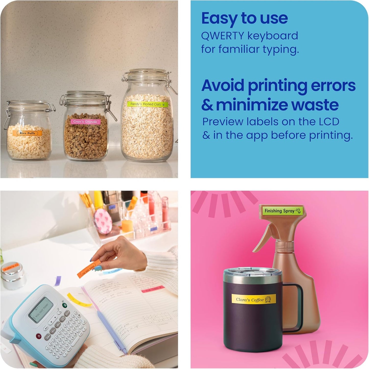 Personal Desktop Label Maker with Color Tape - Portable Printer