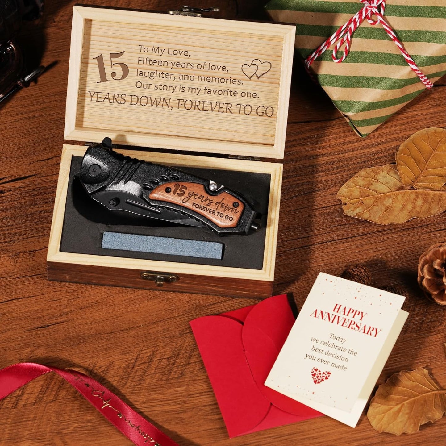 15th Anniversary Engraved Pocket Knife - Personalized Keepsake Gift