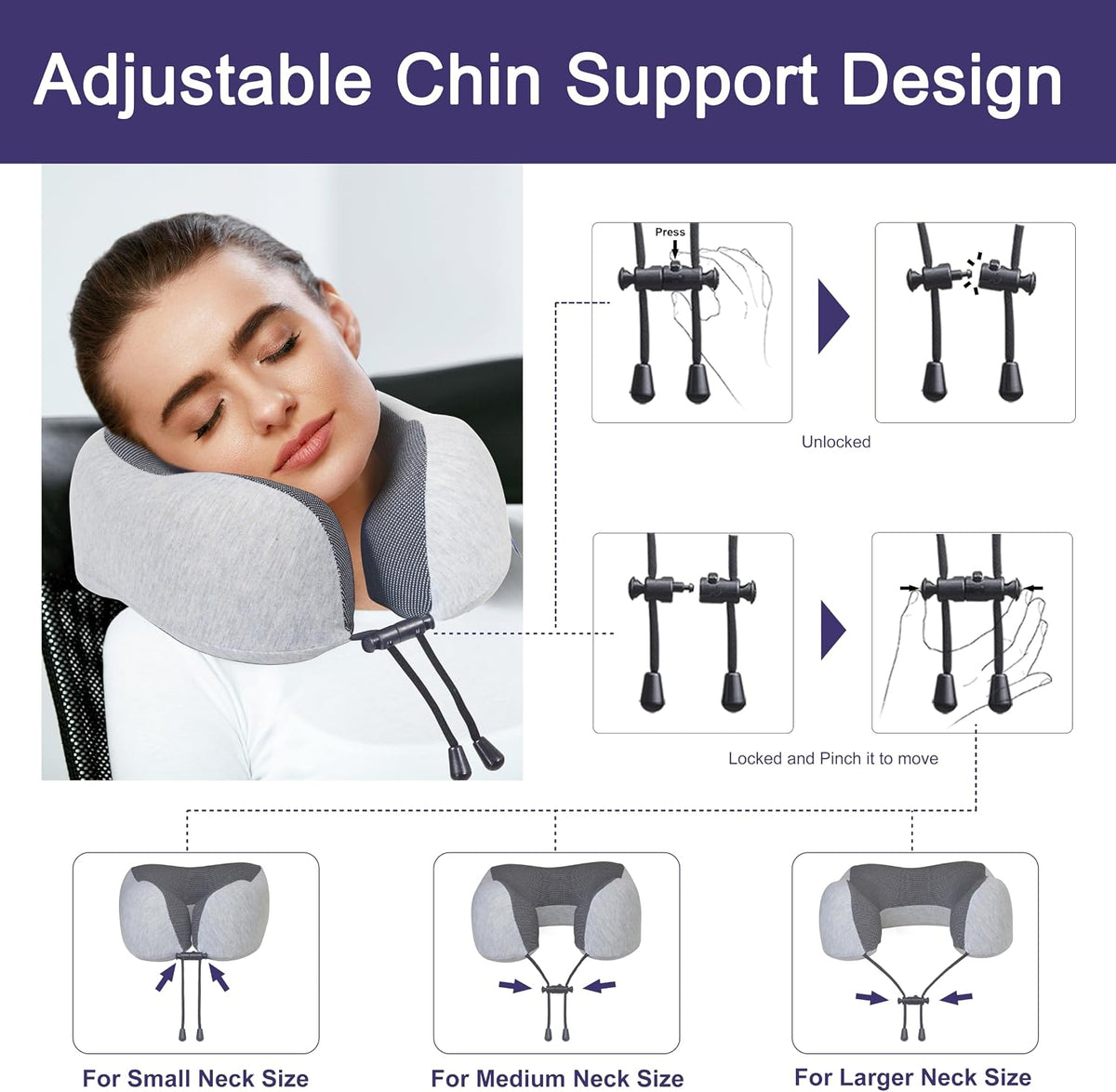 Pure Memory Foam Travel Neck Pillow for Airplane & Flight
