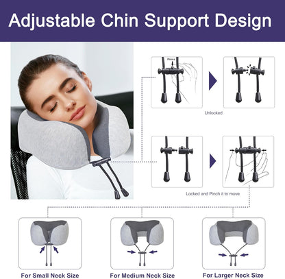 Pure Memory Foam Travel Neck Pillow for Airplane & Flight