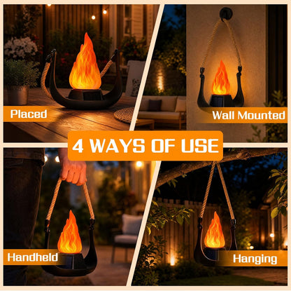 Volcanic Solar Flame Lanterns - Outdoor Decorative Lights 2-Pack