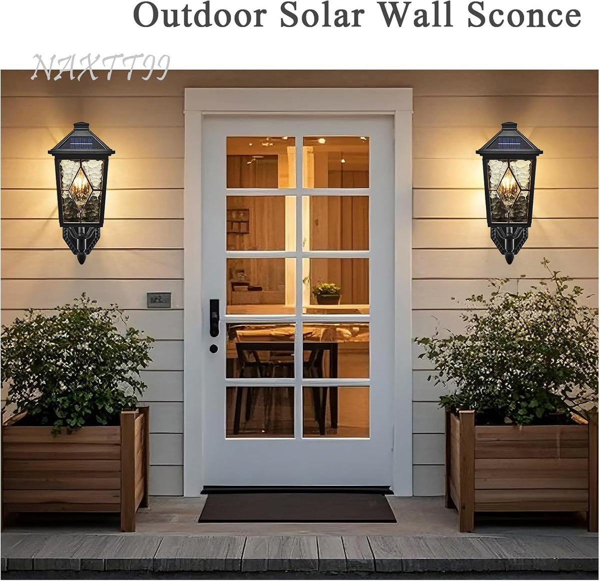 Solar Outdoor Wall Lamp with Water Ripple Glass & Remote