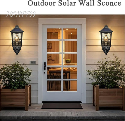 Solar Outdoor Wall Lamp with Water Ripple Glass & Remote