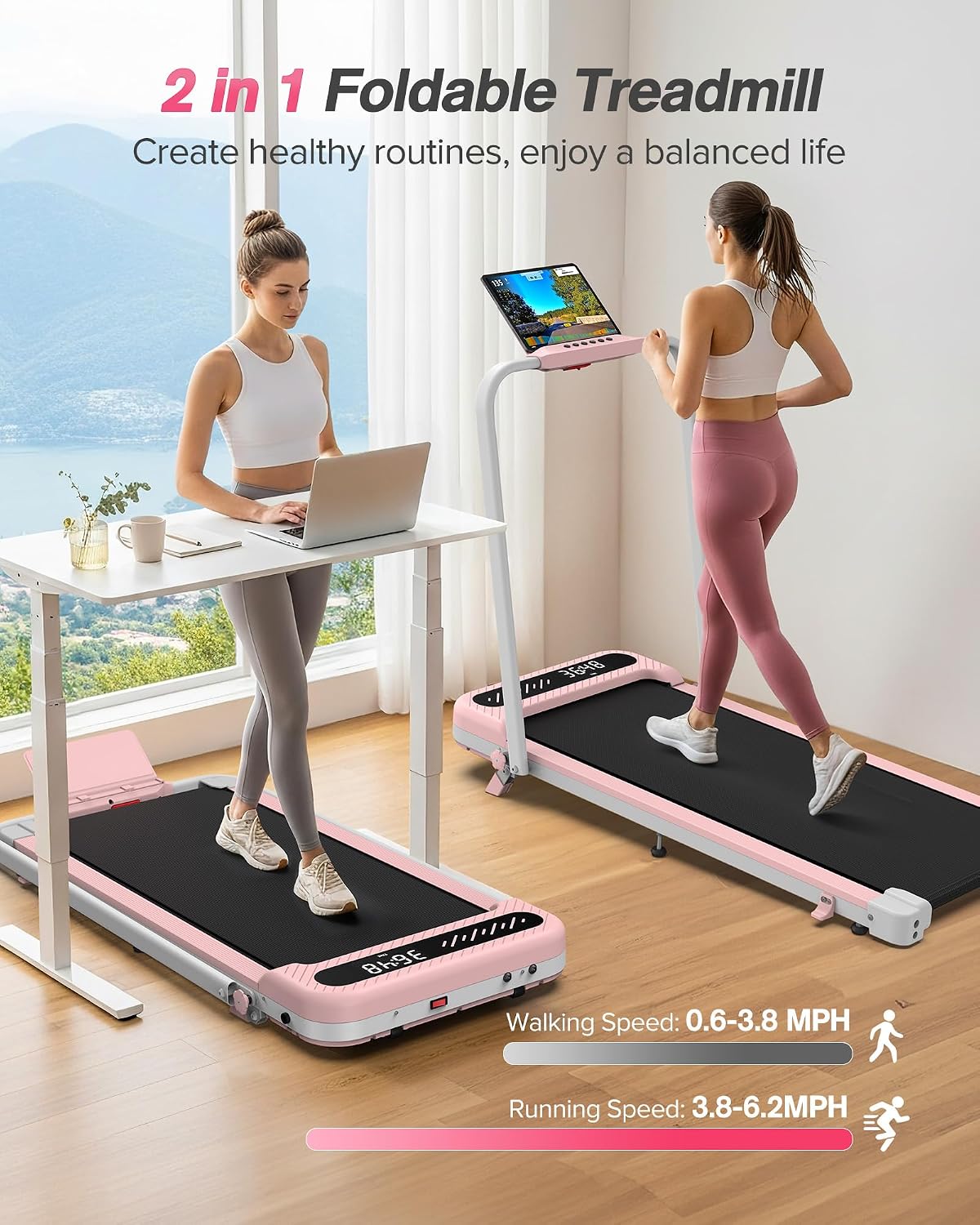 Incline Walking Pad with Handle Bar - 350 Lb Capacity