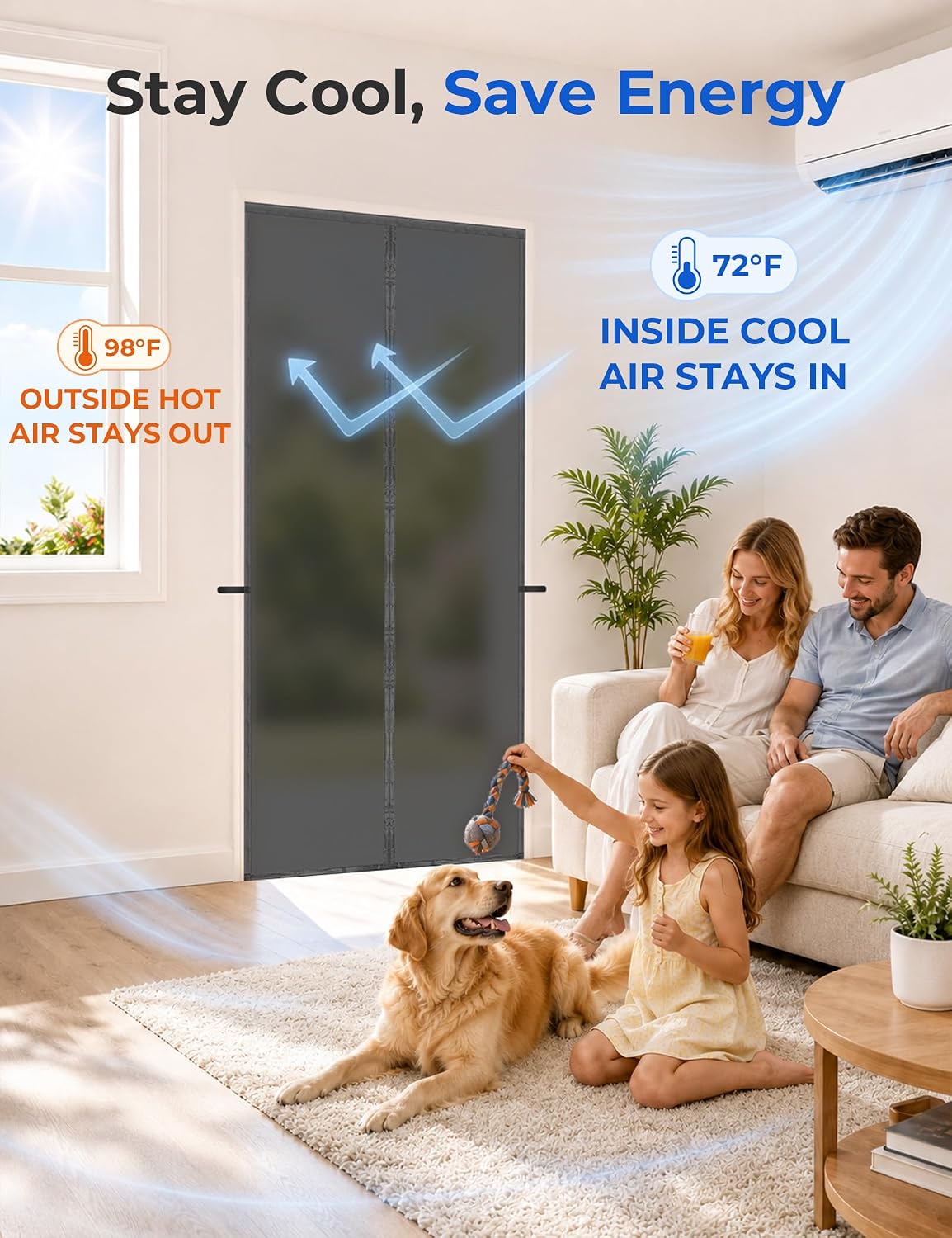 Magnetic Thermal Door Curtain - TPU Privacy Screen & Draft Blocker