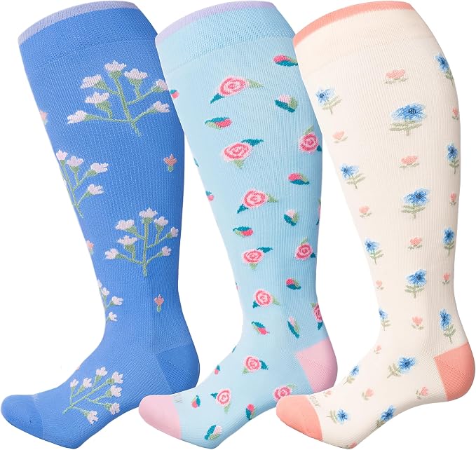 Plus Size Compression Socks 15-20 mmHg Wide Calf Knee High