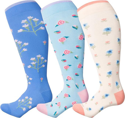 Plus Size Compression Socks 15-20 mmHg Wide Calf Knee High
