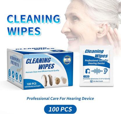 Hearing Aid Cleaning Wipes – 50 or 100 Count Care Kit