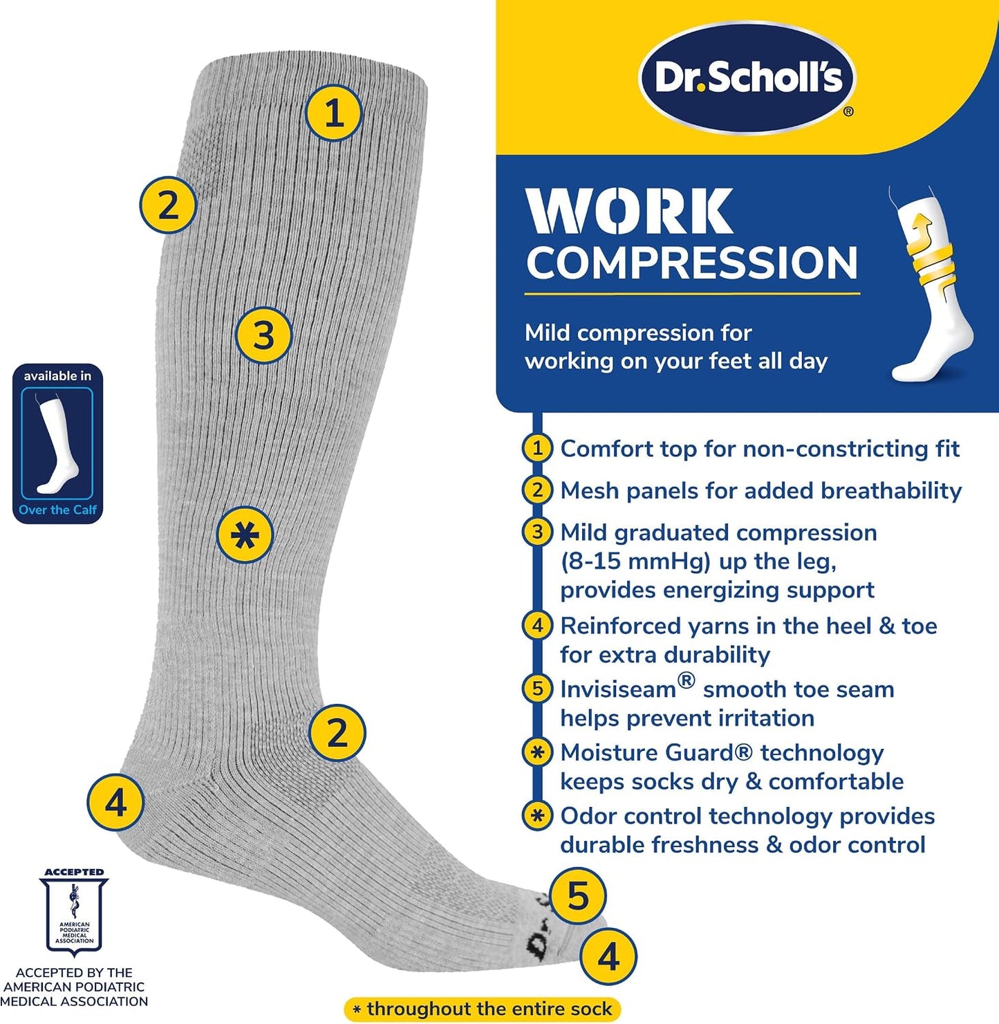 Men's Compression Over-Calf Socks - Athletic & Work Performance