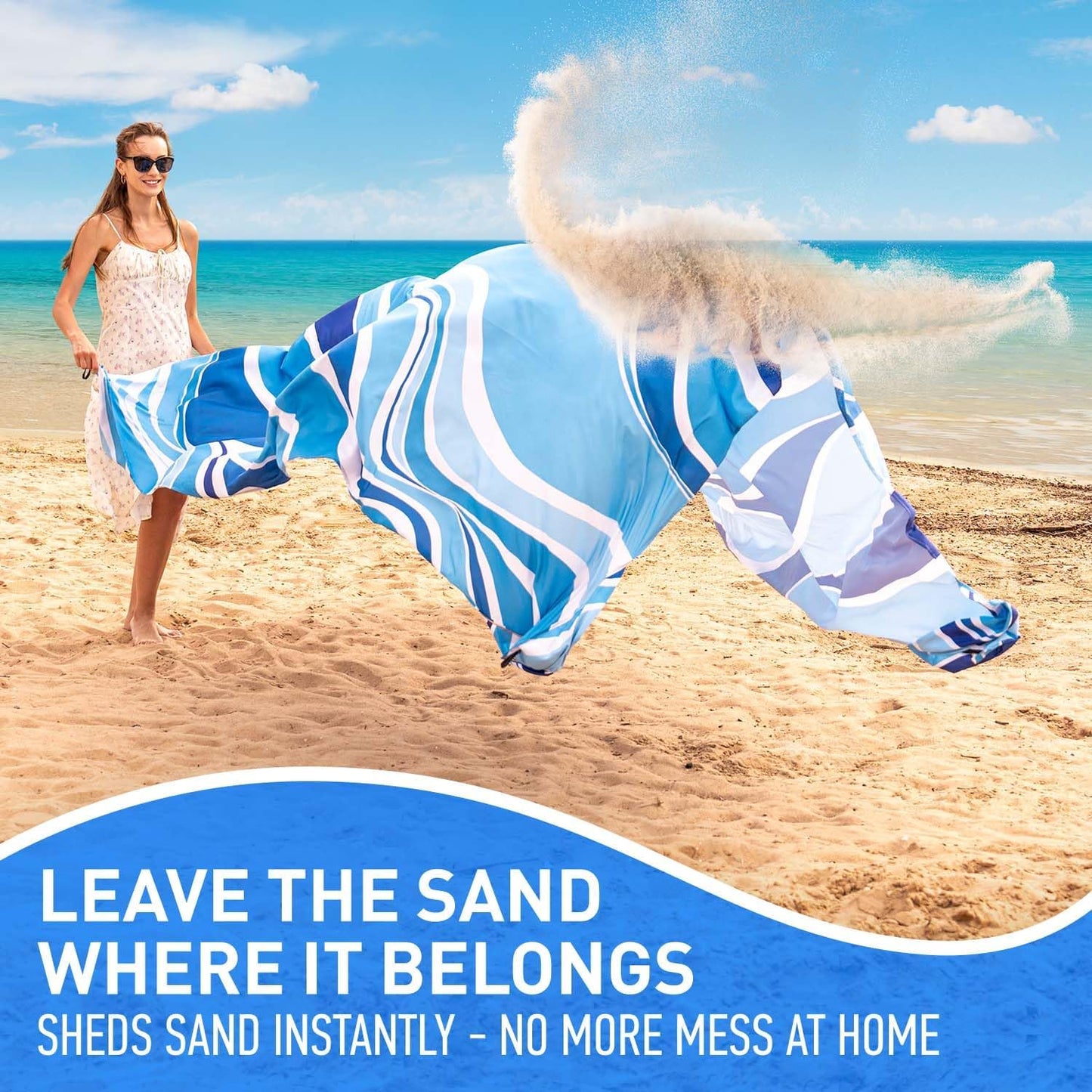 Waterproof Sandproof Beach Blanket 80x80 & 10x9 | Premium Mat