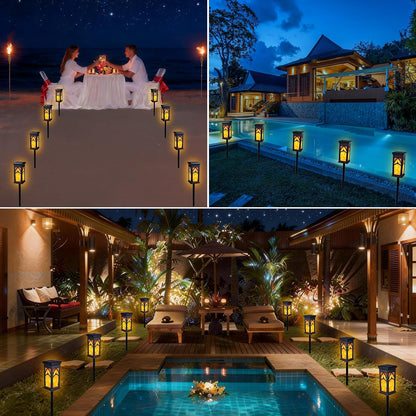 Solar Flame Torch Lights - Flickering LED Outdoor Lighting