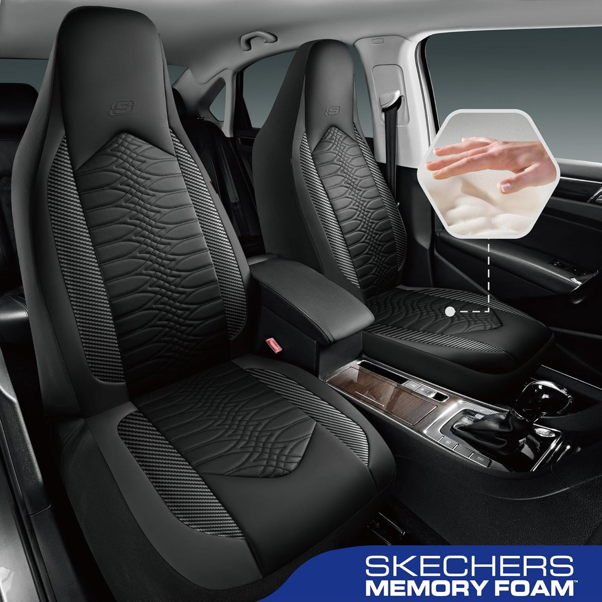 Memory Foam Car Seat Covers - Quilted Leather Front Seats