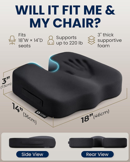 Memory Foam Seat Cushion - Ergonomic Chair Support Pad
