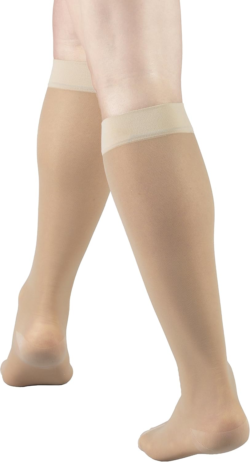Sheer Compression Stockings 15-20 mmHg Knee High for Women