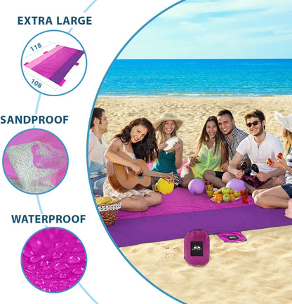 Premium Waterproof Sandproof Beach Blanket 9x10 Ft - 8 Person