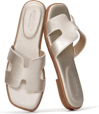 Genuine Leather Sandals with Memory Foam Insole for Women