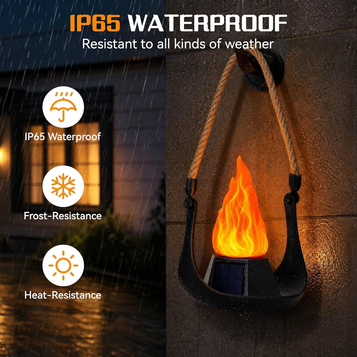 Volcanic Solar Flame Lanterns - Outdoor Decorative Lights 2-Pack