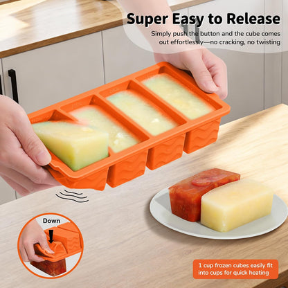 Silicone Freezer Trays with Lid - 3-Pack Soup Storage Molds