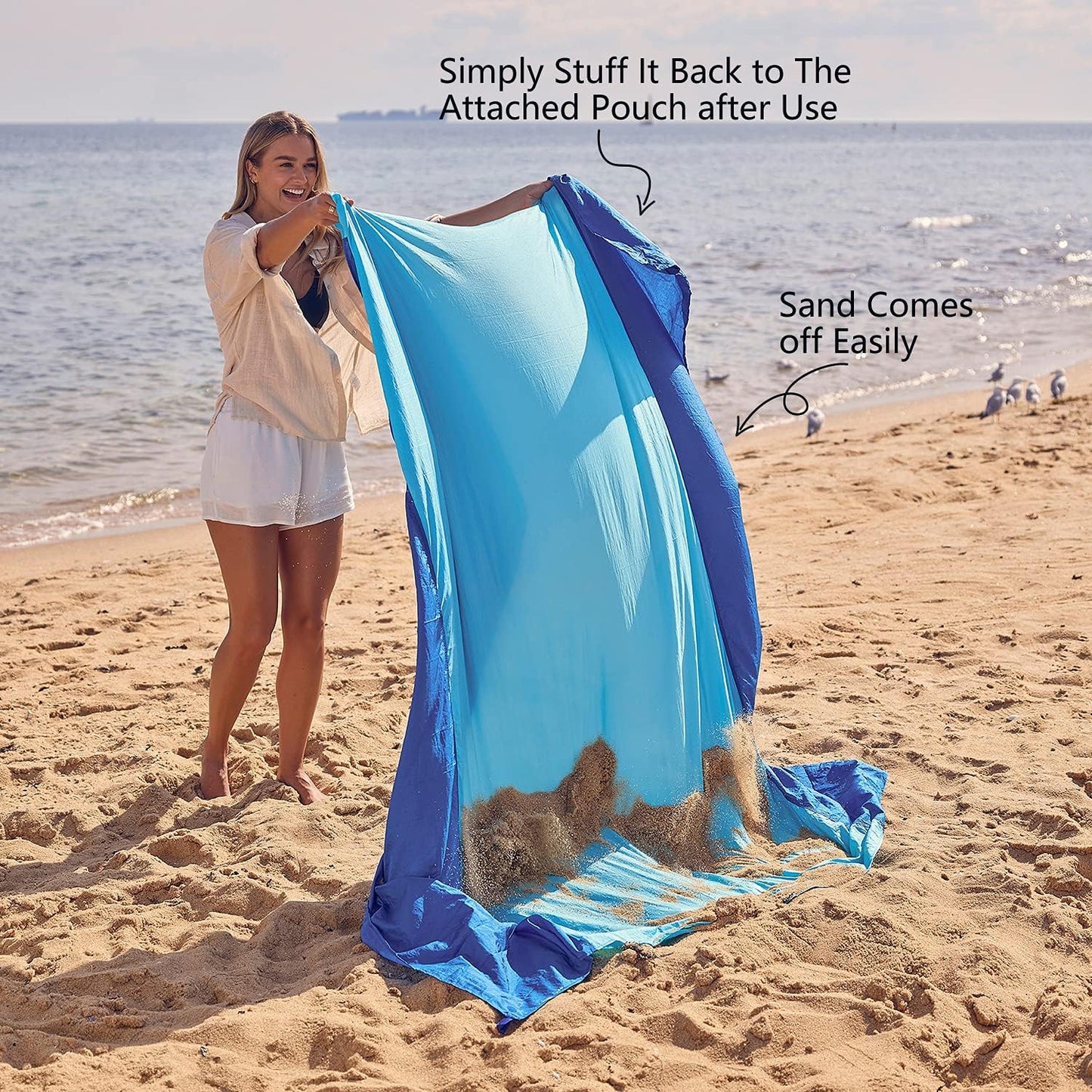 Sandproof Waterproof Beach Blanket - Extra Large & Compact