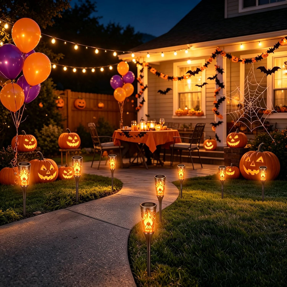 Solar Flame Torch Lights - Waterproof Outdoor LED Pathway