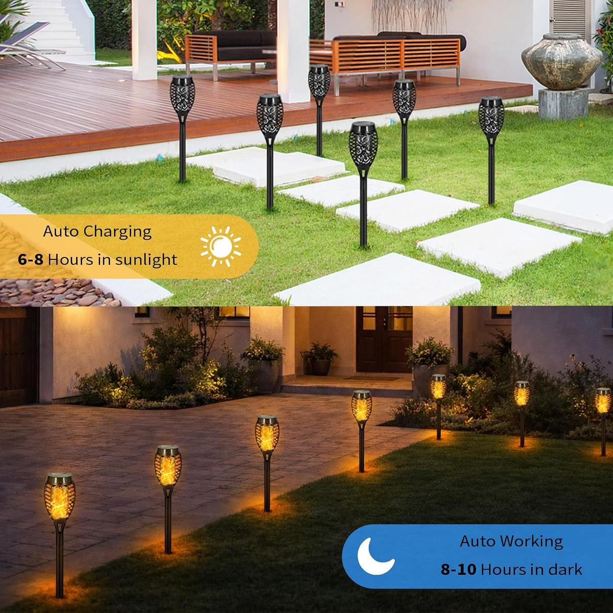 Solar Pathway Lights Outdoor - 8 or 12 Pack LED Torches