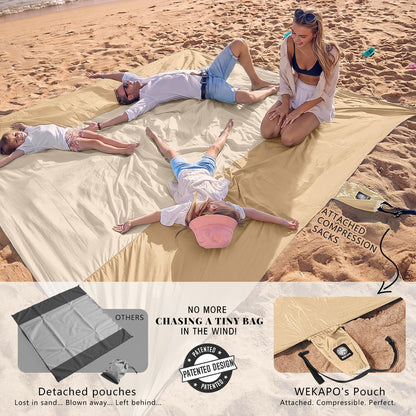 Extra Large Sandproof Waterproof Beach Blanket with Stakes