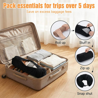 Stuffable Travel Pillow with Clothes Storage Compartment