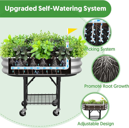 Self-Watering Raised Garden Bed with Legs & Wheels