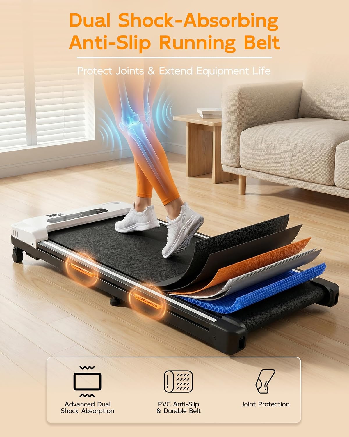Walking Pad Treadmill with Incline - Portable Under Desk